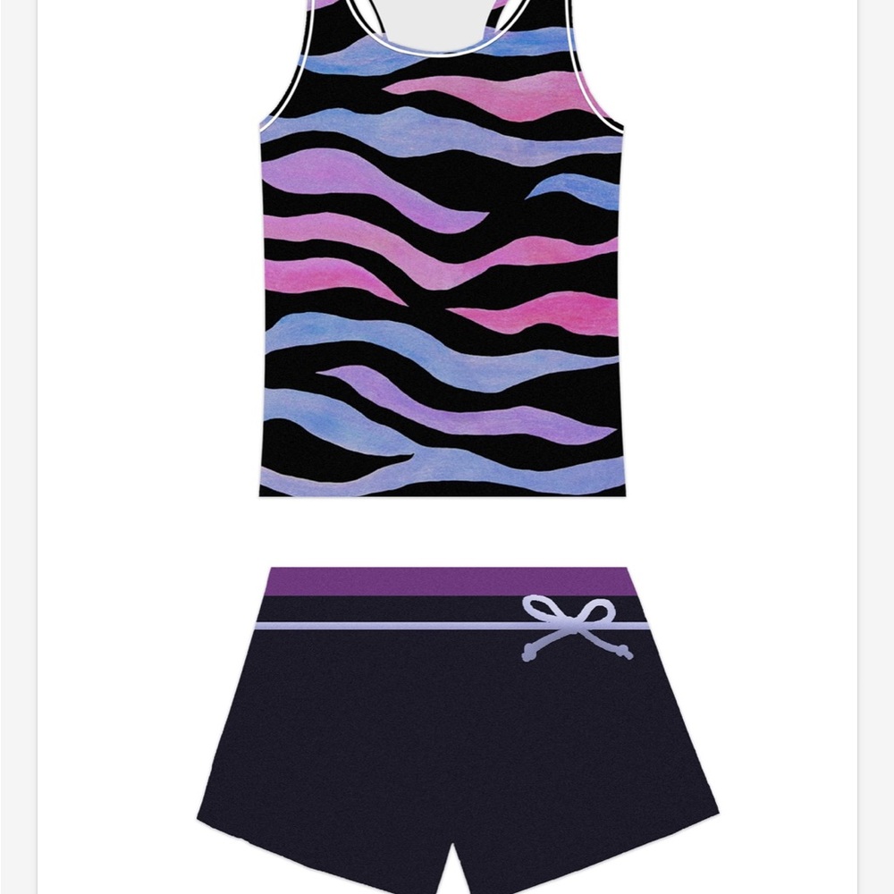 Proallo Vibrant Striped Tank and Shorts Set